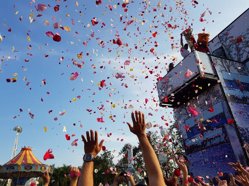 Chuva de pétalas (chegue cedo para ficar próximo).