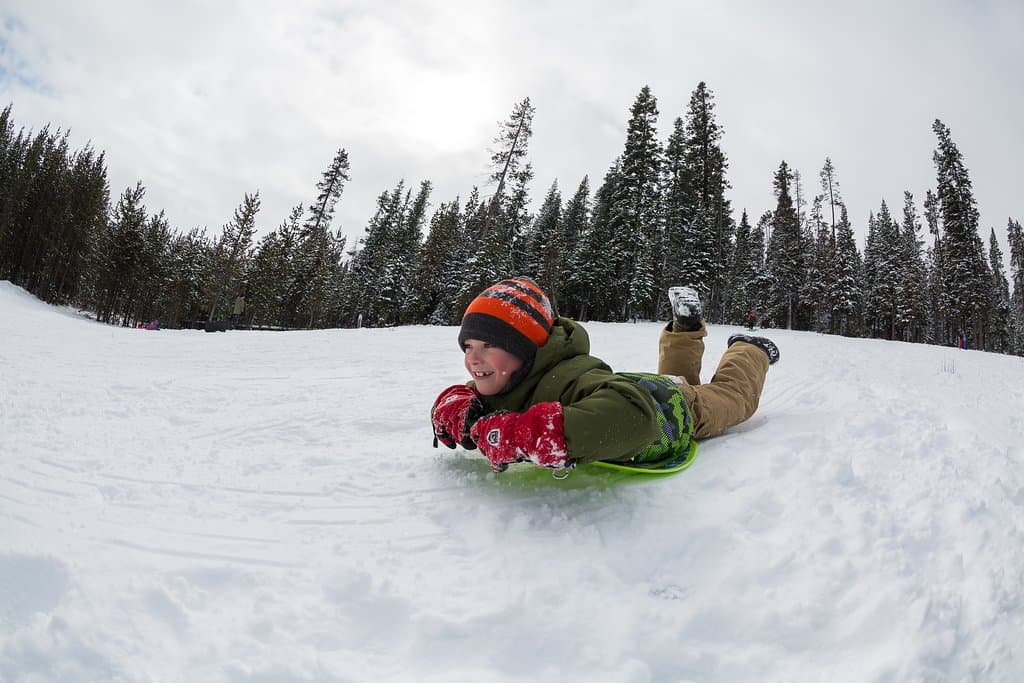 Sledding at Wanoga Sno Park near Bend, OR