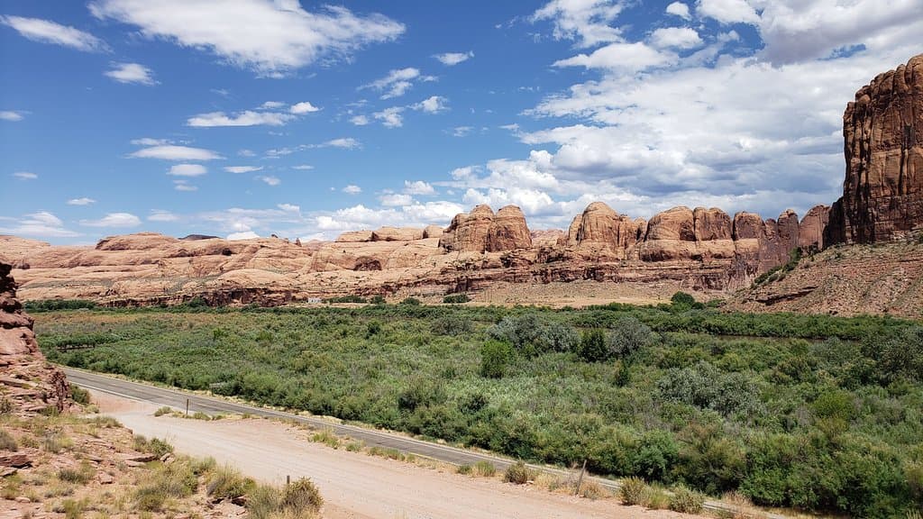 View looking west into Kane Springs Canyon on east side of Colorado  River