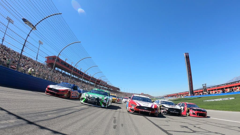 Five Wide NASCAR Racing at Auto Club Speedway