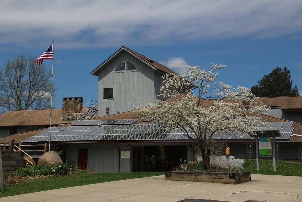 Audubon Community Nature Center has three floors of exhibits and play areas, a gift shop, live animals and wildlife viewing area.