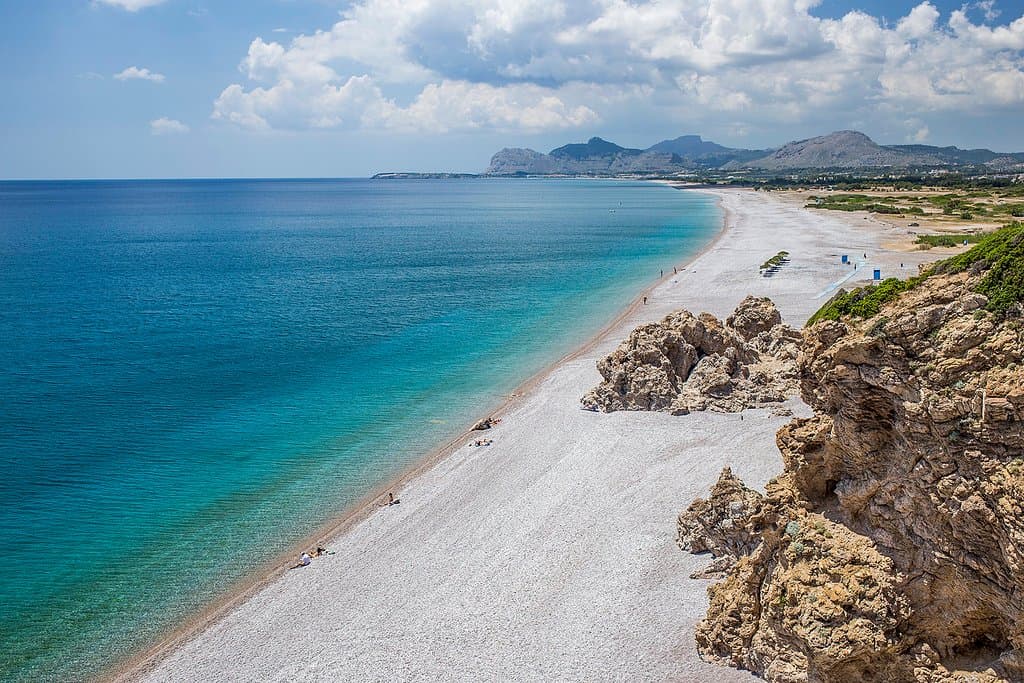 A long and clean beach at the village of Afandou. Many popular hotels, cafes, and restaurants around.Ideal for families.