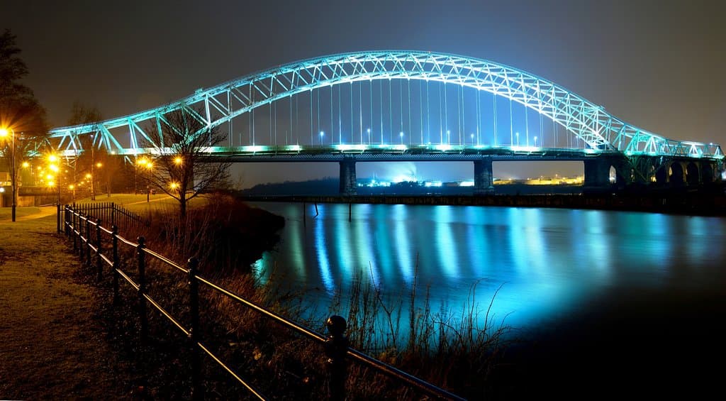 The Silver Jubilee Bridge at night