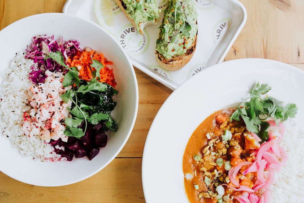 Pictured here: Lobster Poke Bowl, Vegetable Coconut Curry, and Avocado Toast
