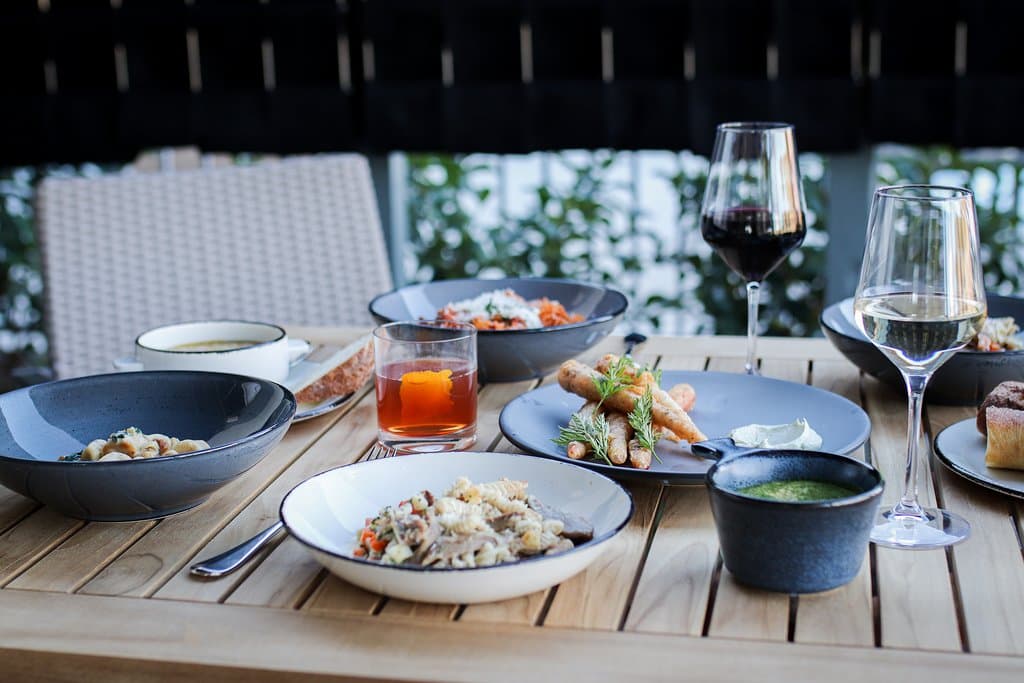 Enjoying lunch on the patio at Midtown