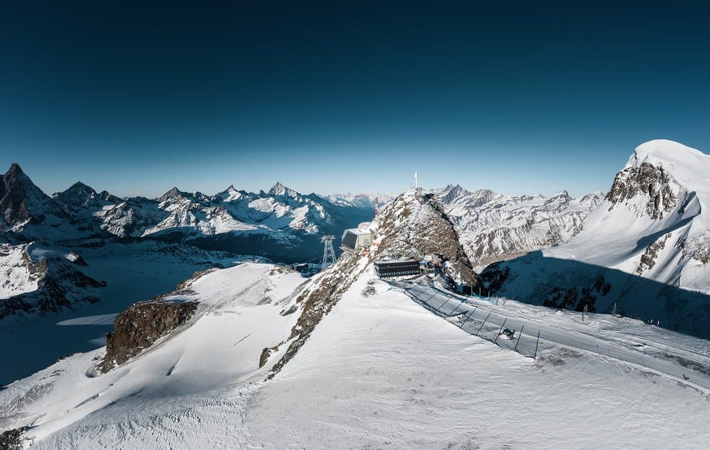 Matterhorn (links), Klein Matterhorn (mitte), Breithorn (rechts)