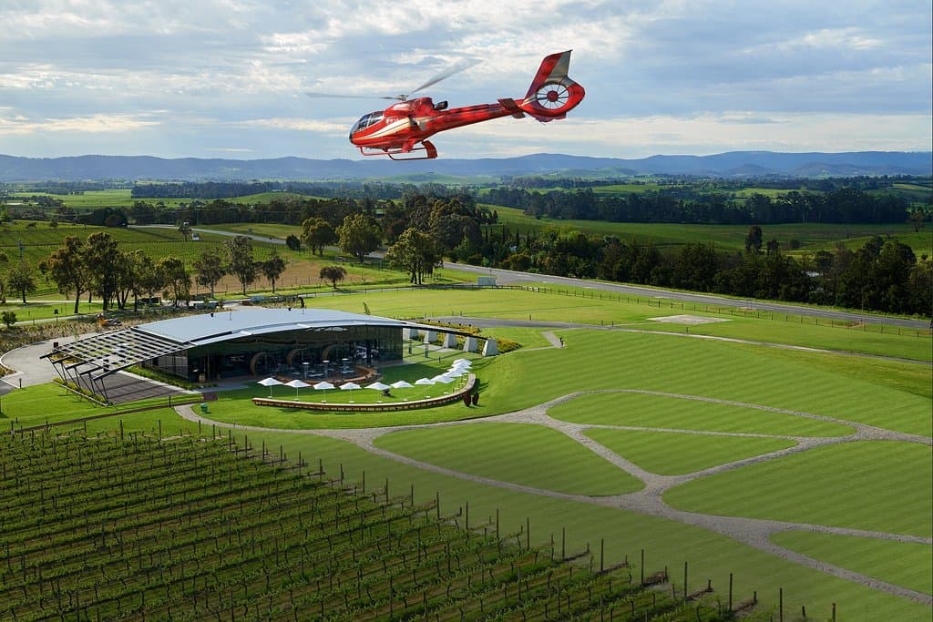 Fly to Ezard at Levantine Hill in under 20 minutes by luxury helicopter and enjoy the Superior Experience, which includes:

A tasting in our Cellar Door of five Levantine Hill wines from the Coldstream Guard and Estate ranges
Four course degustation and matched wines in our Signature Restaurant
Unlimited mineral water, tea and coffee
A return helicopter transfer from the Melbourne City to Ezard at Levantine Hill