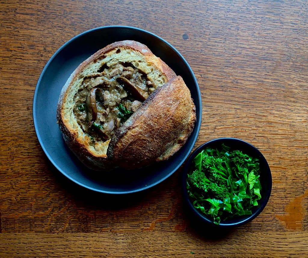 A hearty stew in our beer bread cob - a real treat!
