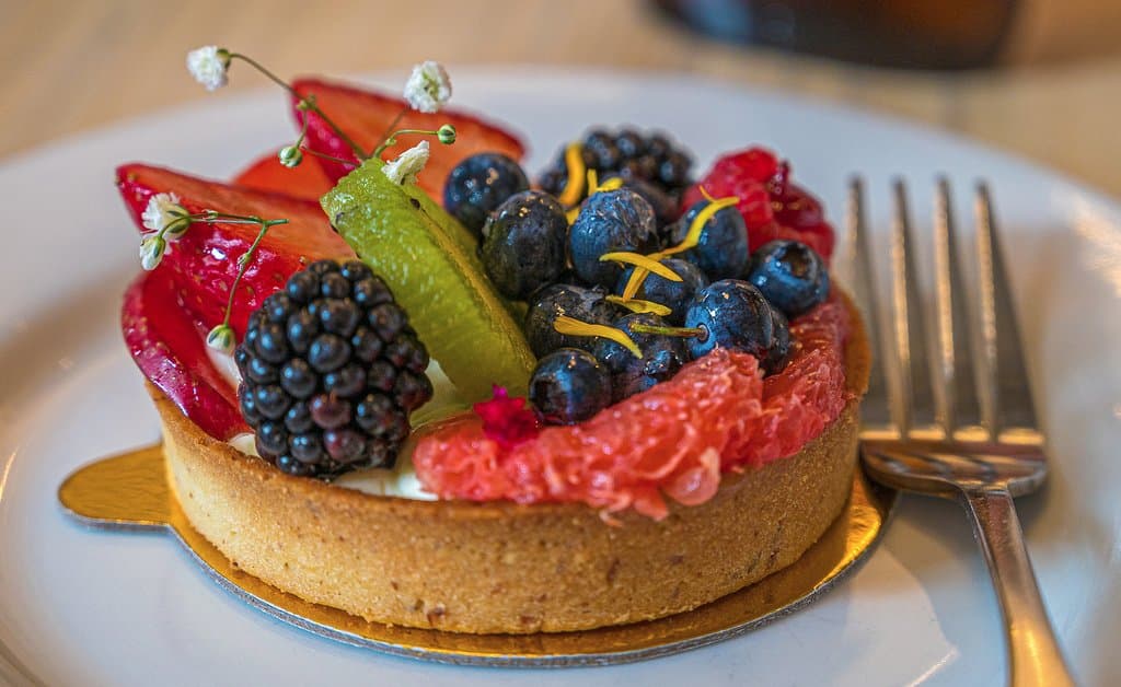 Amazing seasonal fruit tart. It does taste as good as it looks.