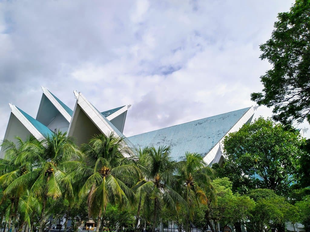 Emerging from greenery