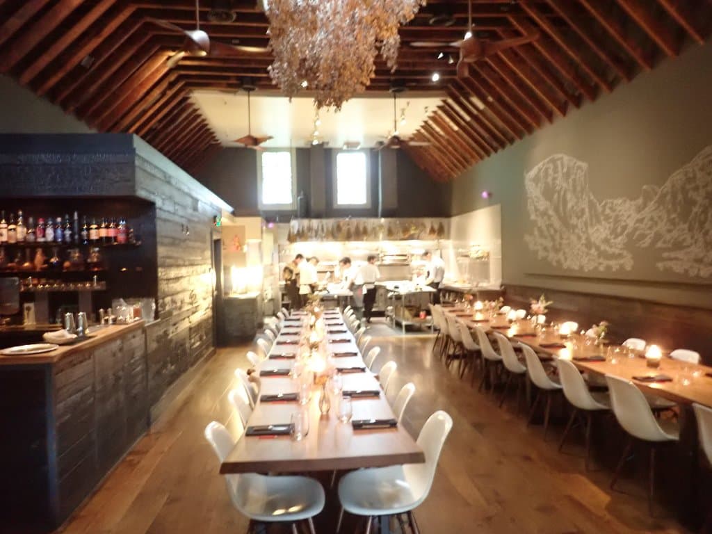 Family seating in an exquisite restaurant ay Lazy Bear