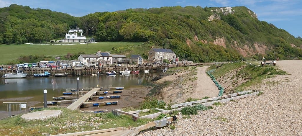 View of Axmouth Harbour from Seaton Beach