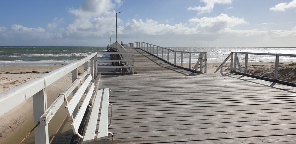 Largs Bay Jetty SA  half way down the jetty note the steps to the right