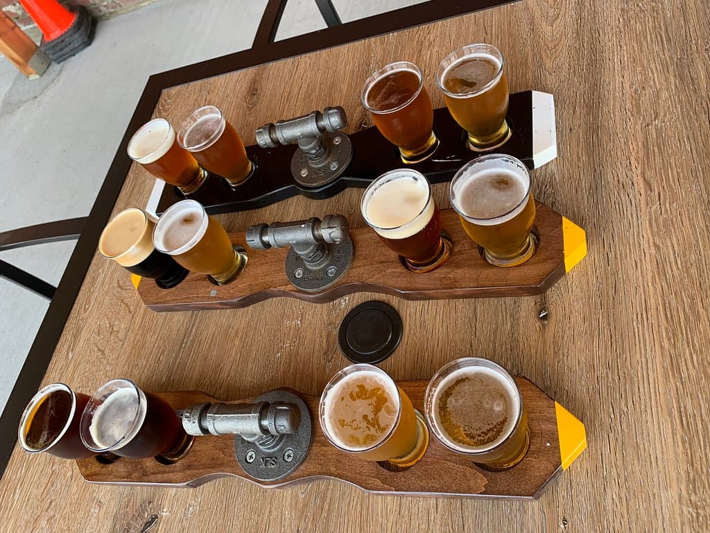 Flights of "tasters"  Love the propeller and "flight" handle. 