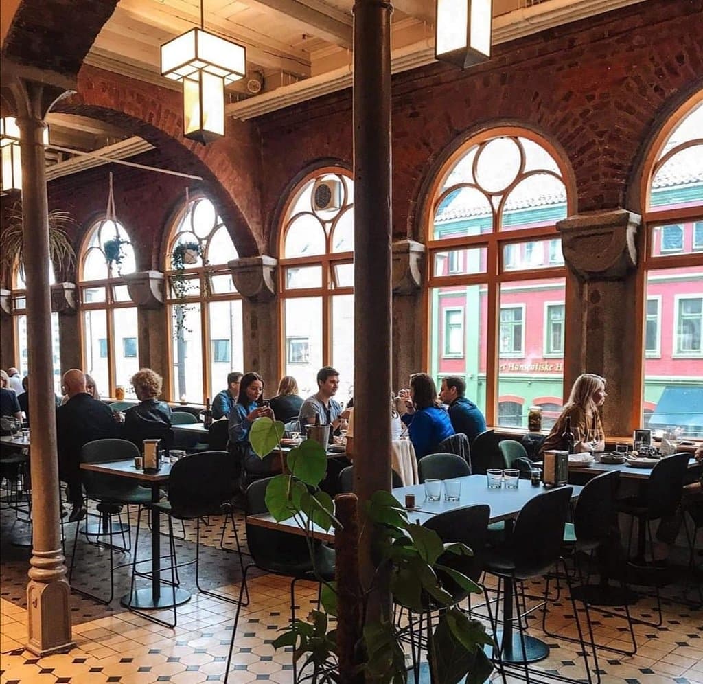 Our beautiful restaurant, set in the historical meat market building in the centre of Bergen.