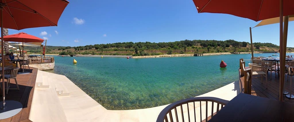 View of the sports lagoon from the beach restaurant