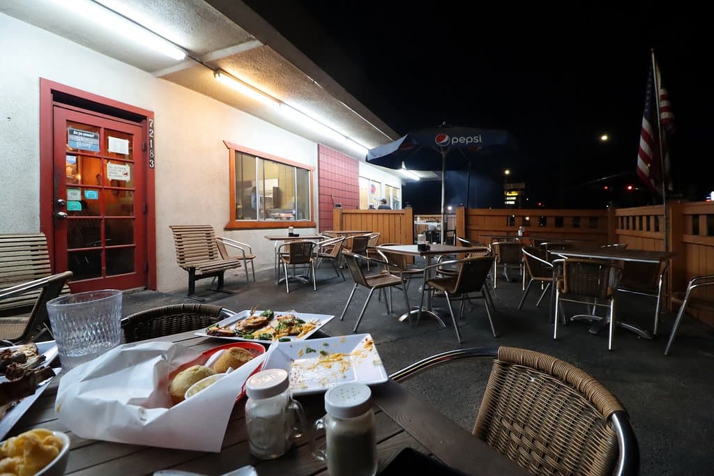 The outdoor seating at The Rib Co.