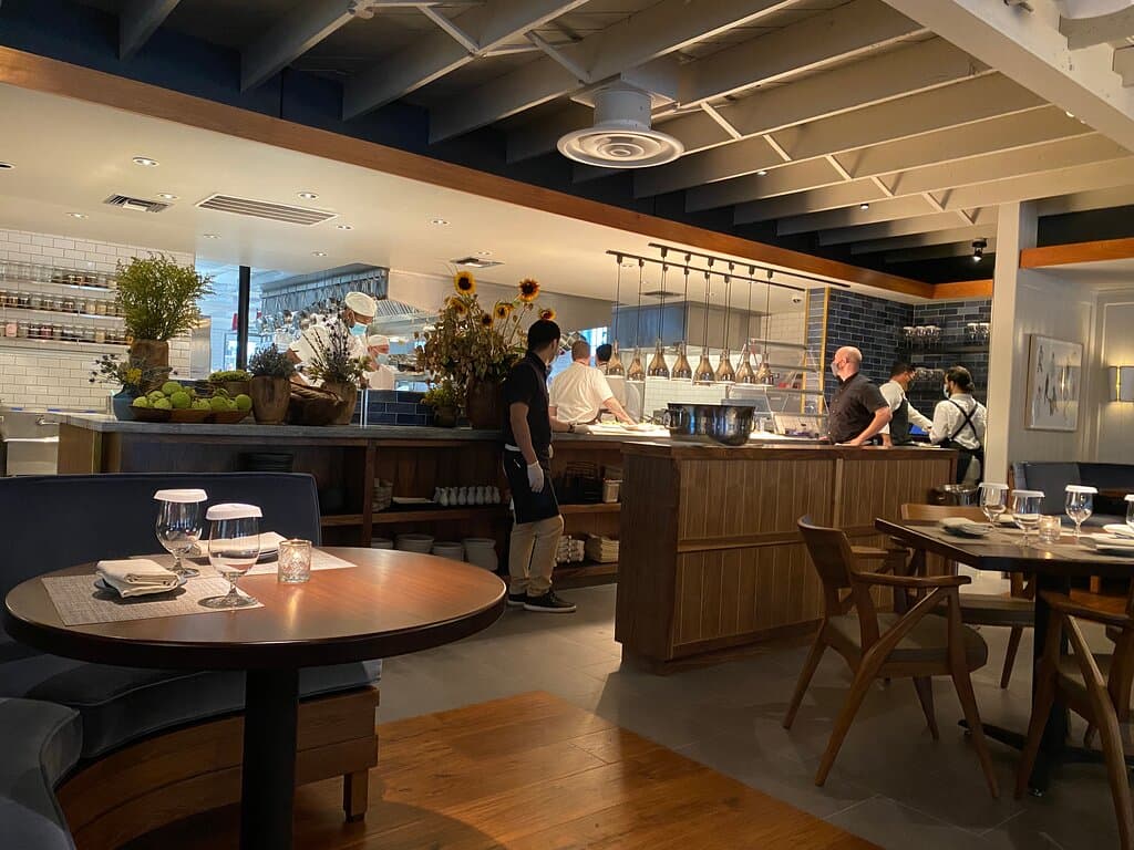 View toward the kitchen from our banquette. 