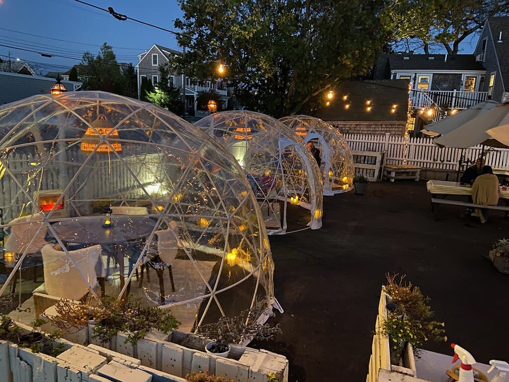 We now have safe, warm outdoor dining in our "igloos"! Call for reservations!