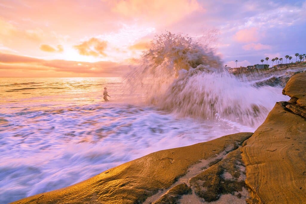 Windansea Beach with Surfers and Waves
