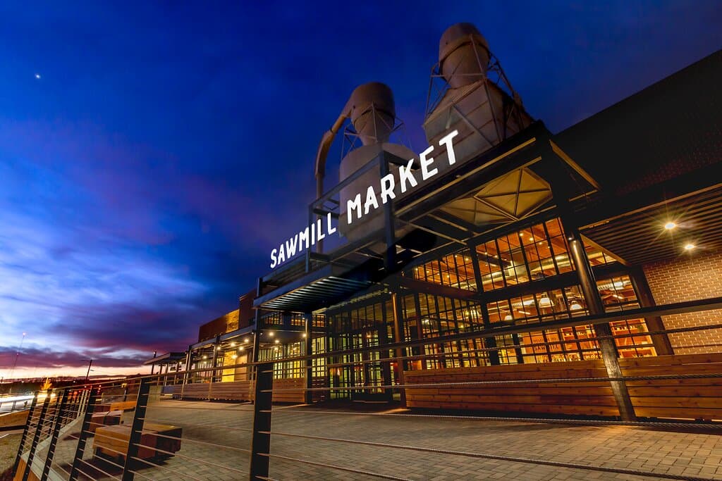 Sawmill Exterior at Night