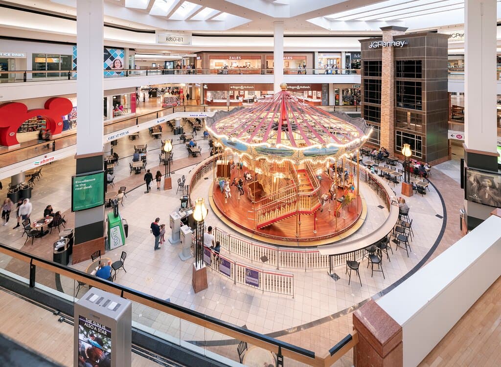 A double decker carousel in the food court!