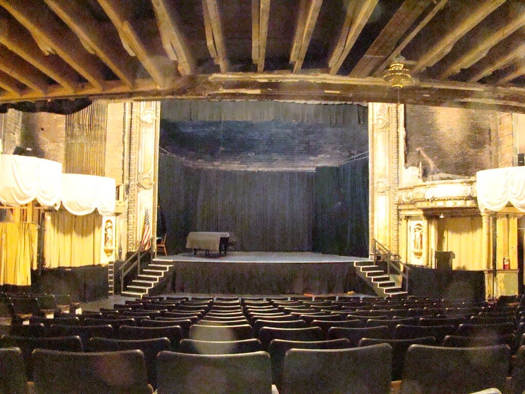 First floor of theatre, looking at the stage 