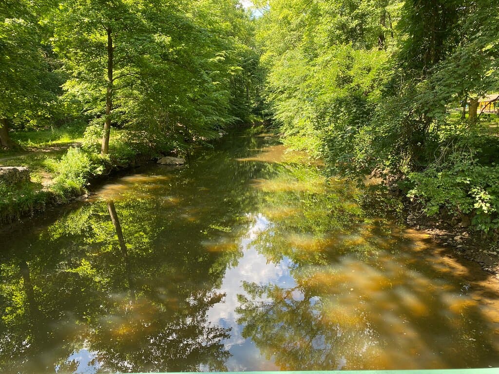 Rittenhouse Park creek seen from footbridge view 1