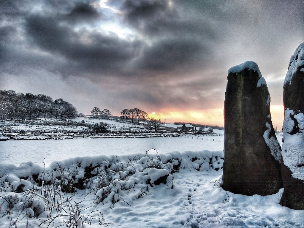 Neolithic tomb with great views over Cheshire countryside.