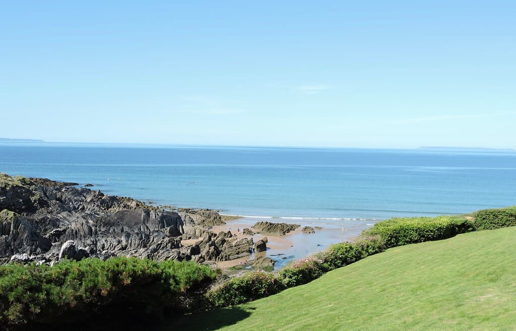 Combesgate beach from the Esplanade - May 2021.