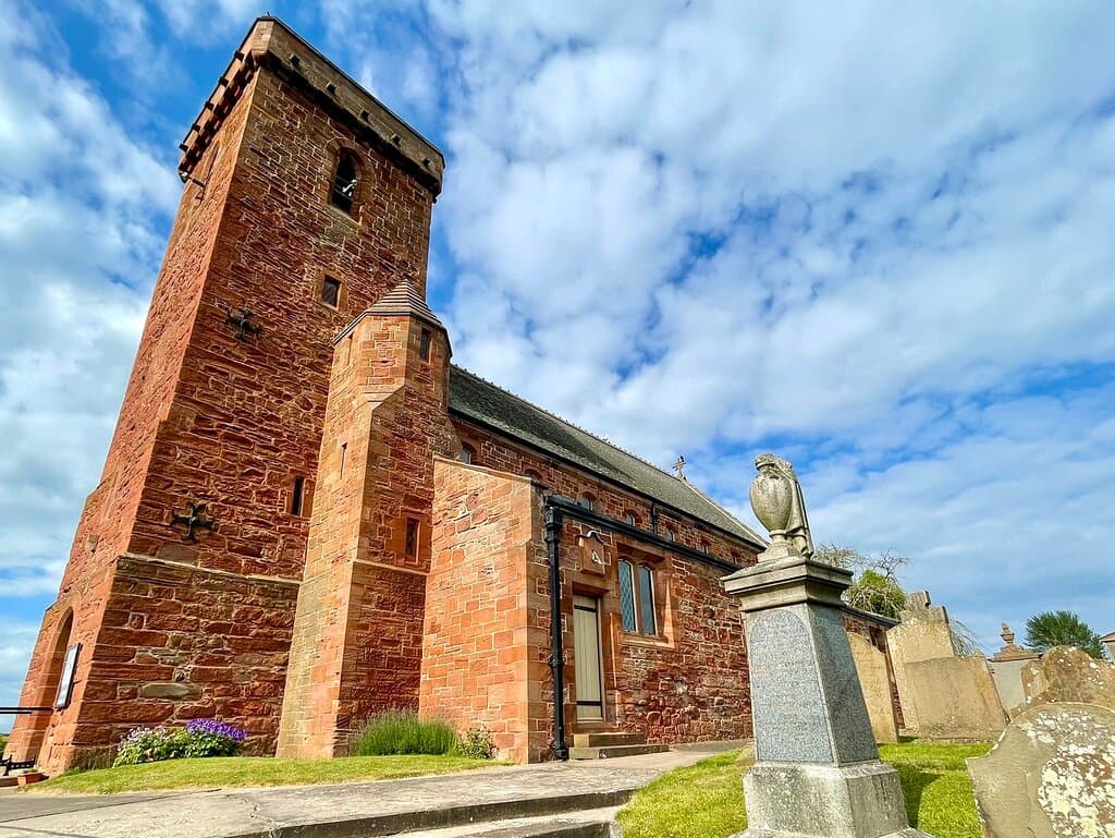 Amazingly some parts of this red sandstone church atop a grassy hill have  survived since the early 12th century . Further additions were carried out in 1485, then in 1871 Victorian architect Robert Rowand Anderson renovated & restored it, and it’s been largely unaltered since then. It’s a functioning Church of Scotland parish church, and has some ancient historic burial sites in the graveyard. St. Vigean was an Irish saint (St. Fechin) & it’s believed to have once been a place of pilgrimage.