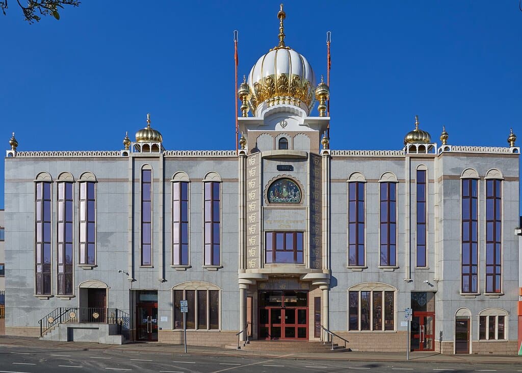 Front view of Guru Nanak Gurdwara Smethwick