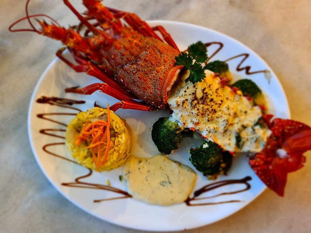 Lagosta gratinada com creme de ervas