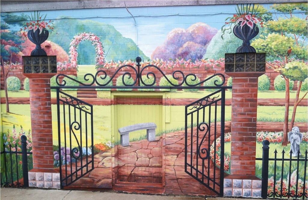 First mural in the alley art in Le Mars     Jean Weiner artist. 