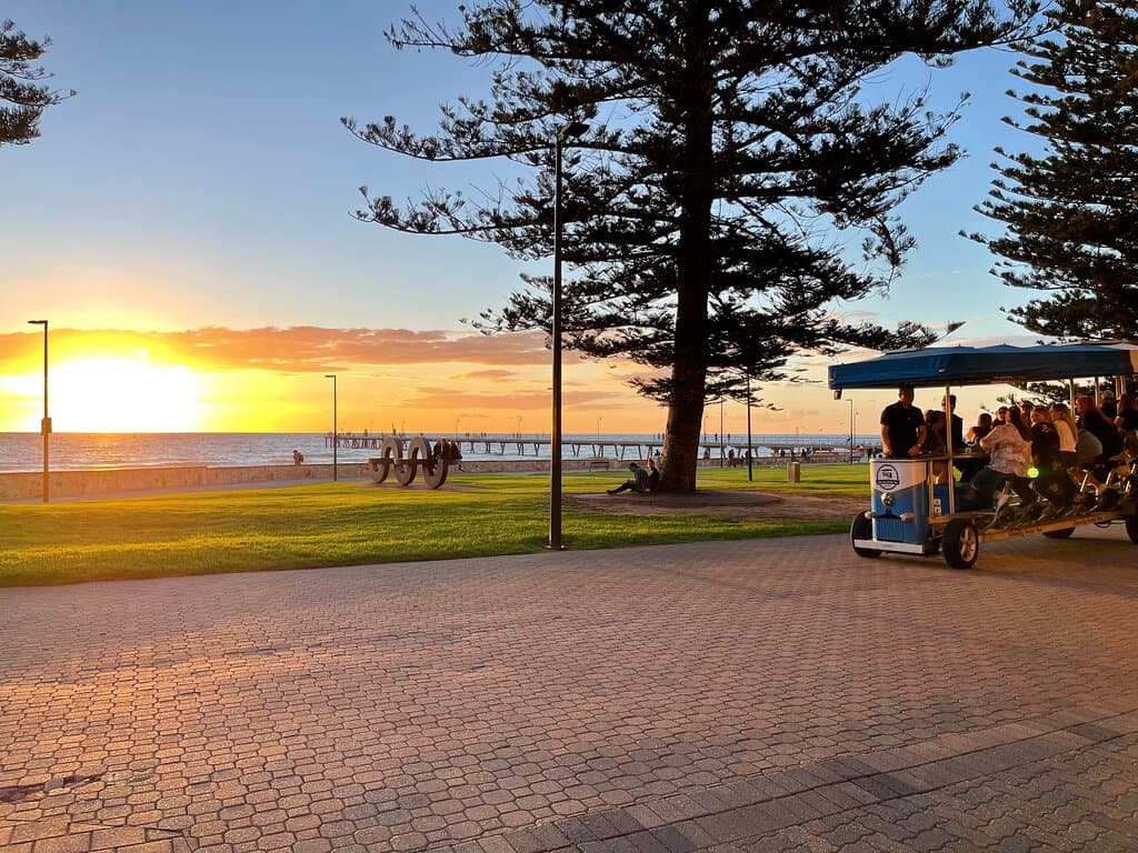 Glenelg Beach Sunset - Glenelg Jetty and Glenelg Pedal Bar (Featured) - www.glenelgbeach.com.au -