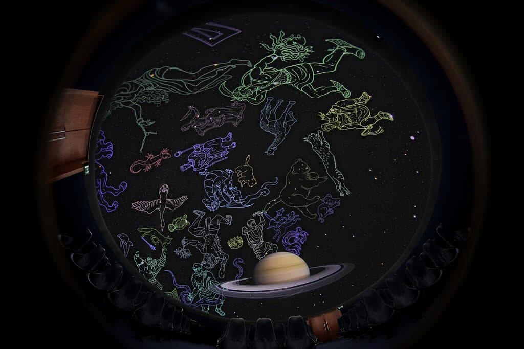 All-sky view inside the dome / simulação do céu dentro da cúpula.