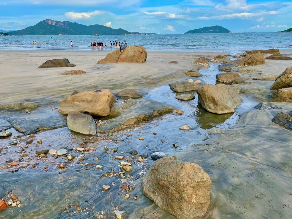 Tong Fuk Beach is a lovely but quieter beach on Lantau Island, with gentle waves, clean water and a long stretch of sand.