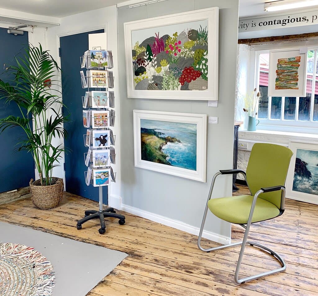 A light and airy art studio with a huge choice of artworks, varying from large original pieces to greeting cards.