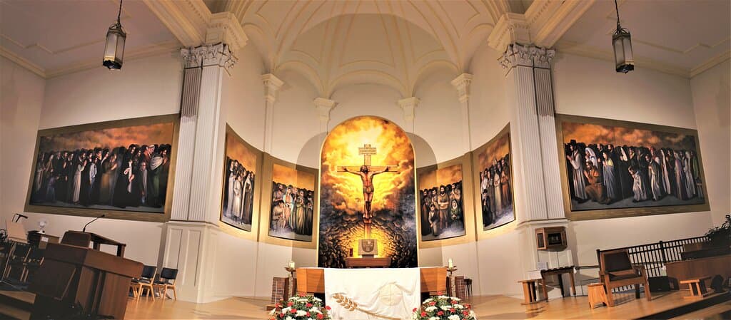 Panoramic view of our saint murals.