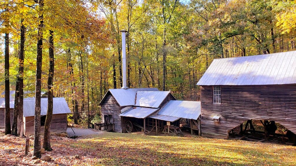 The Jarrell Mill complex was run completely on steam power from to large steam engines. The Gin house was the first structure built in 1895 and houses the cotton gin and grist mill.