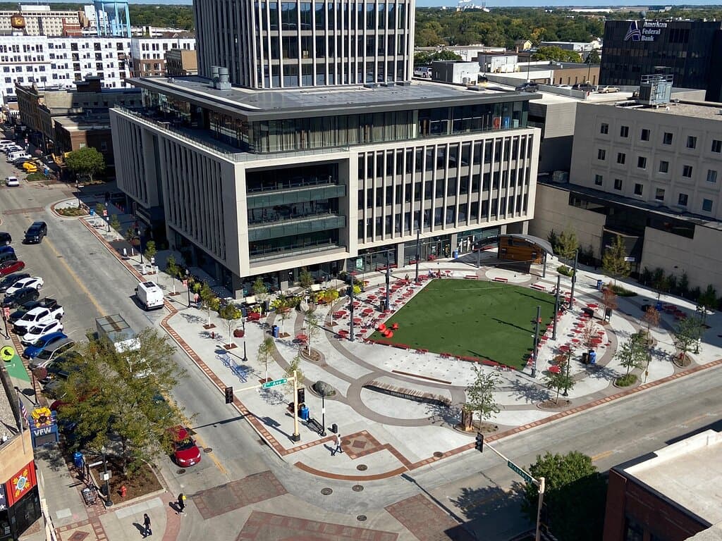 Rooftop view of Block 9 and Broadway Square