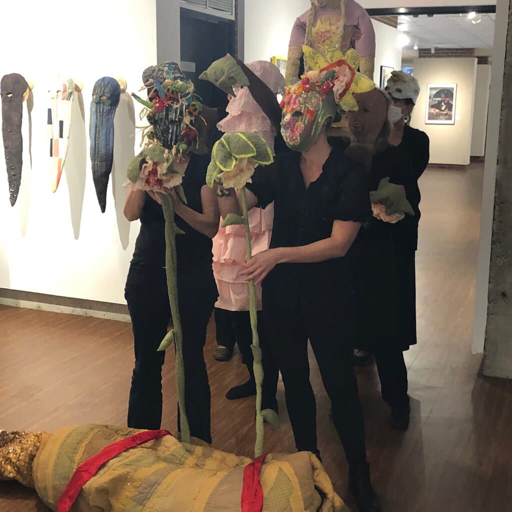 Performance art “The Procession of Blooming and Passing” at the October 30, 2021, reception for “Social Distance”