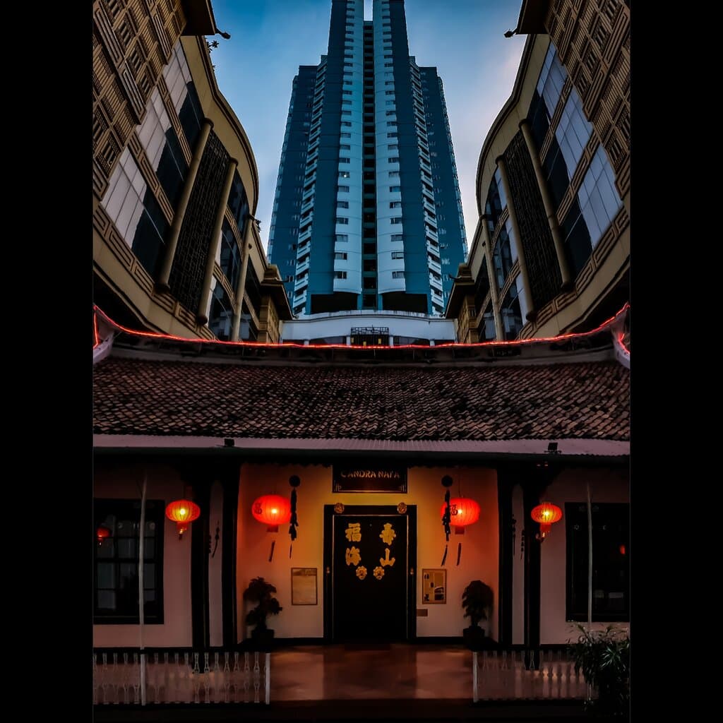 Candra naya, taken in the afternoon around 6pm. Clash between history and unstoppable modernization