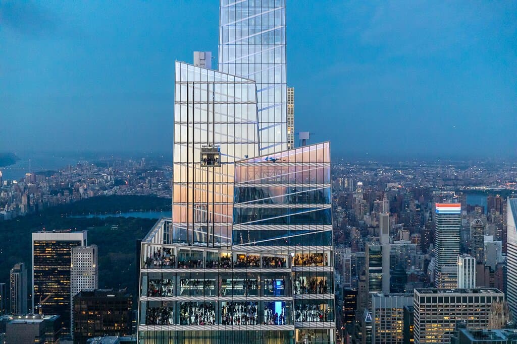 SUMMIT One Vanderbilt's three-level immersive entertainment experience and Ascent Elevator Journey, towering over a thousand feet above New York City. 