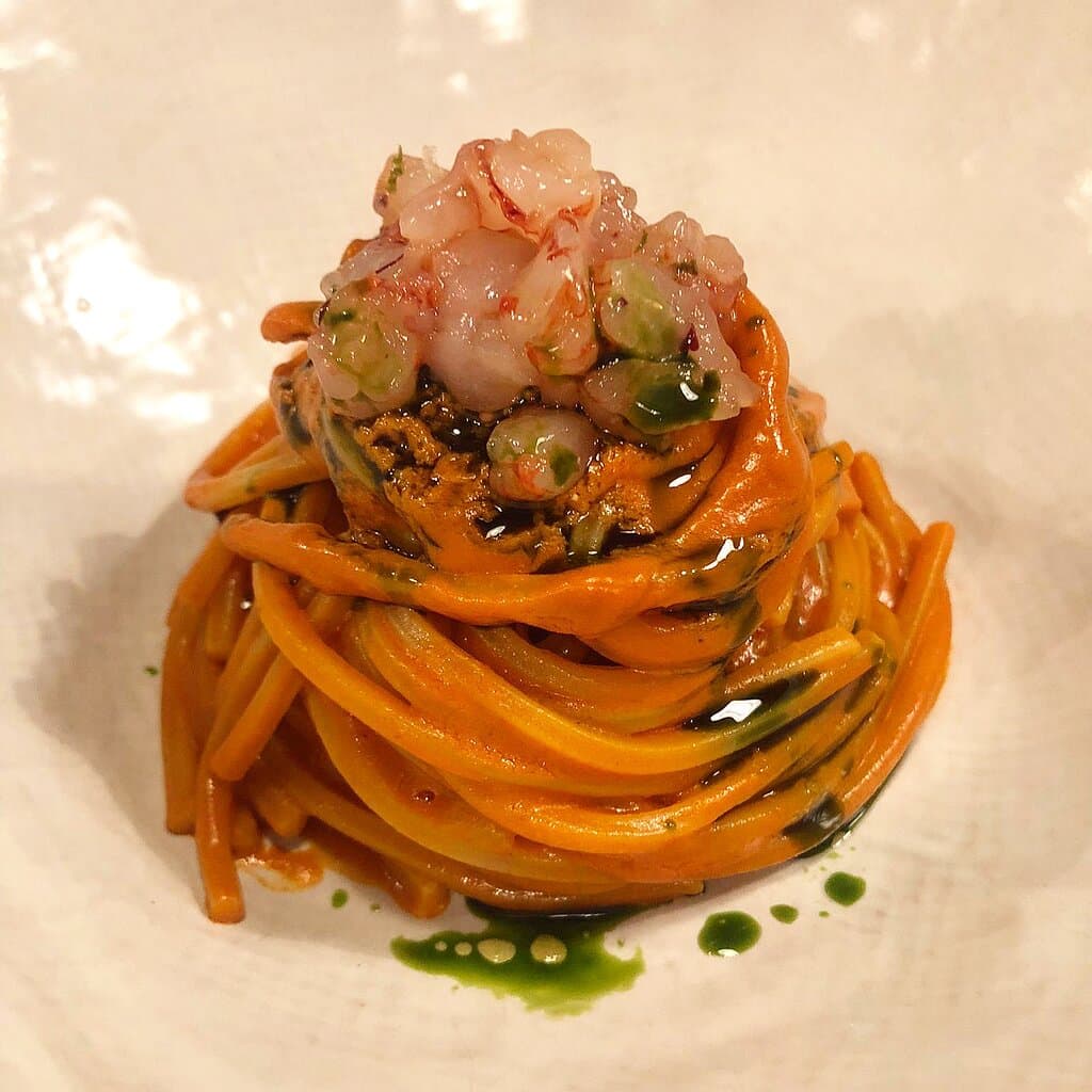 Spaghetti con gamberi rossi 