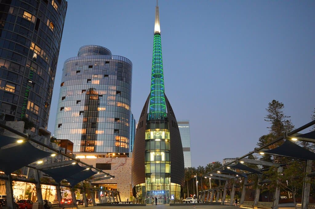 The Bell Tower lights up