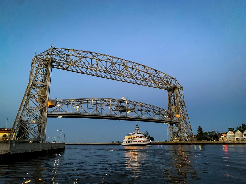 Duluth is iconic at night from the water