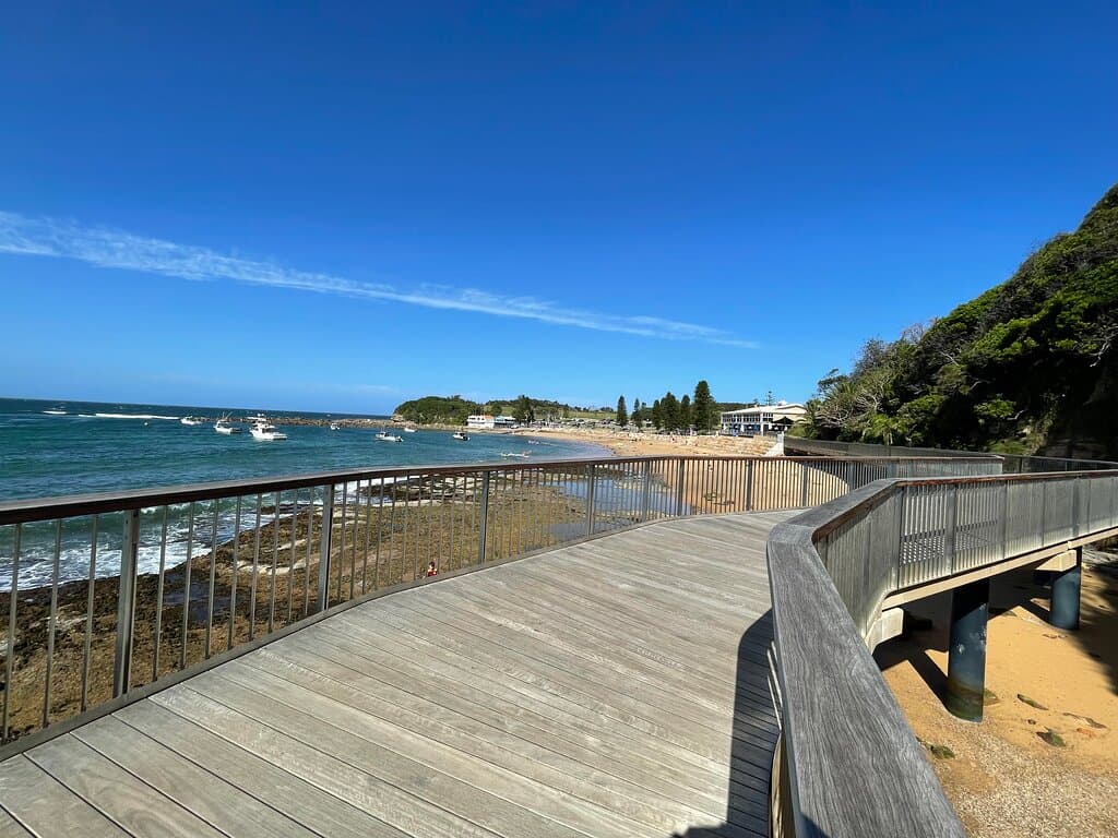 The Terrigal Boardwalk only opened in 2021 and links the main Terrigal Beach with the smaller boat harbour and bay at The Haven. From the suspended deck, you get panoramic ocean views with the dramatic honey-coloured cliff face on the other side.