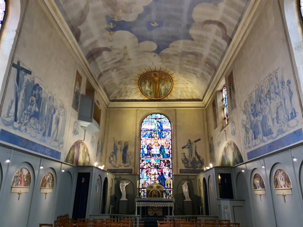 The Chapel, which he remodeled with a friend, using not only his painting skills, but also sculpture and stained-glass.