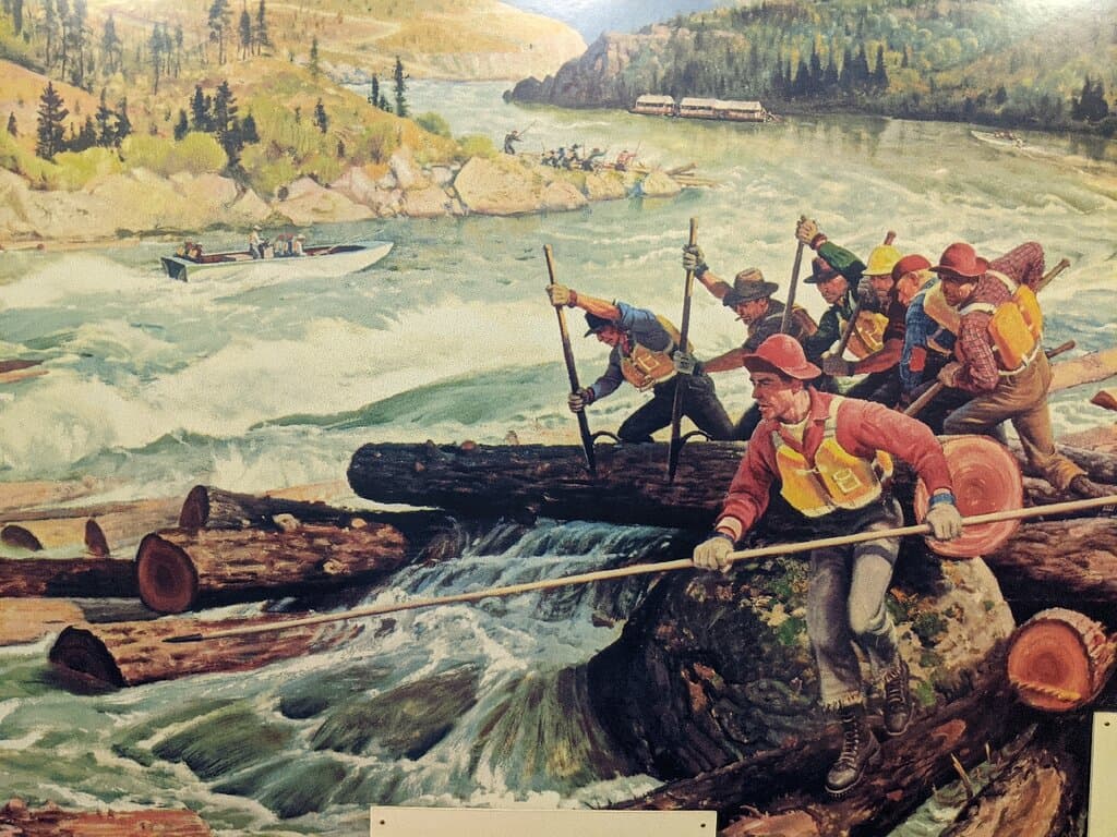 Steamwheeler in Lewiston. Log drives on Clearwater River